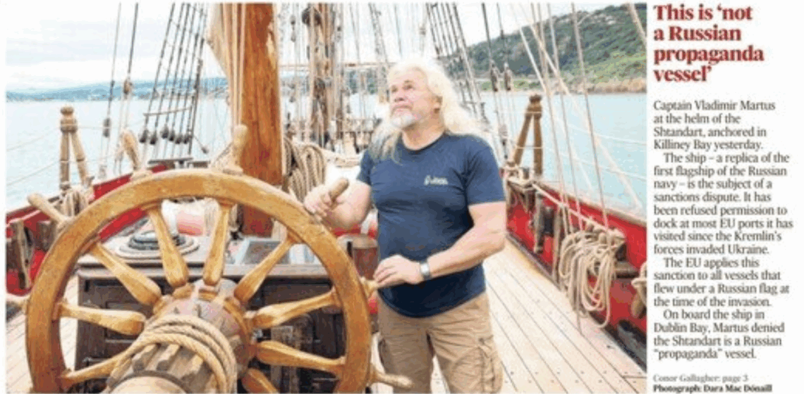 ‘We do not support Putin’: On board the sanctioned Russian ship in Killiney Bay